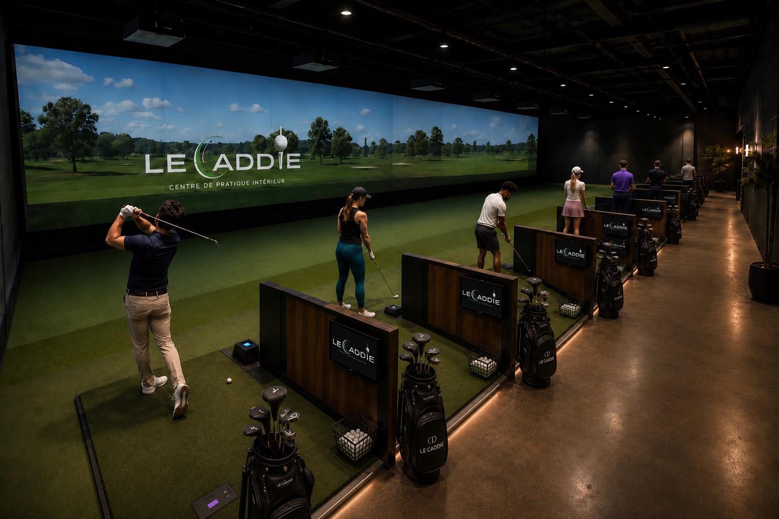 Concept de champ de pratique intérieur Le Caddie